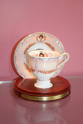 2000 Avon Honor Society Porcelain Teacup & Saucer Award Display – Pink Floral & Ribbon Design