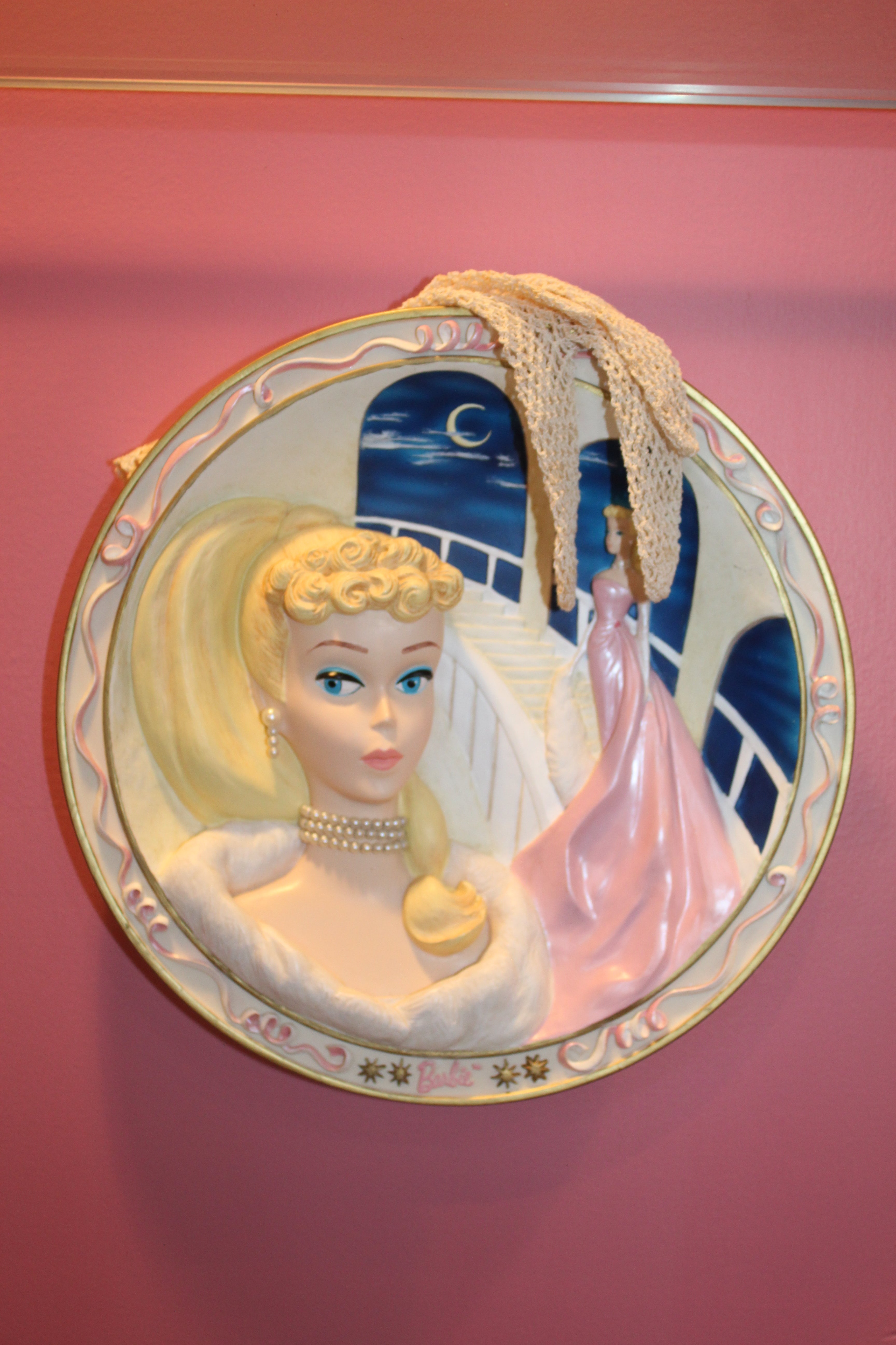 Vintage 1994 “Enchanted Evening” Barbie 3D Porcelain Collector Plate – Forever Glamorous Collection – The Bradford Exchange