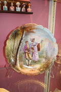 Antique French Limoges Porcelain Scenic Cabinet Plate – 11.5” Romantic Courting Scene