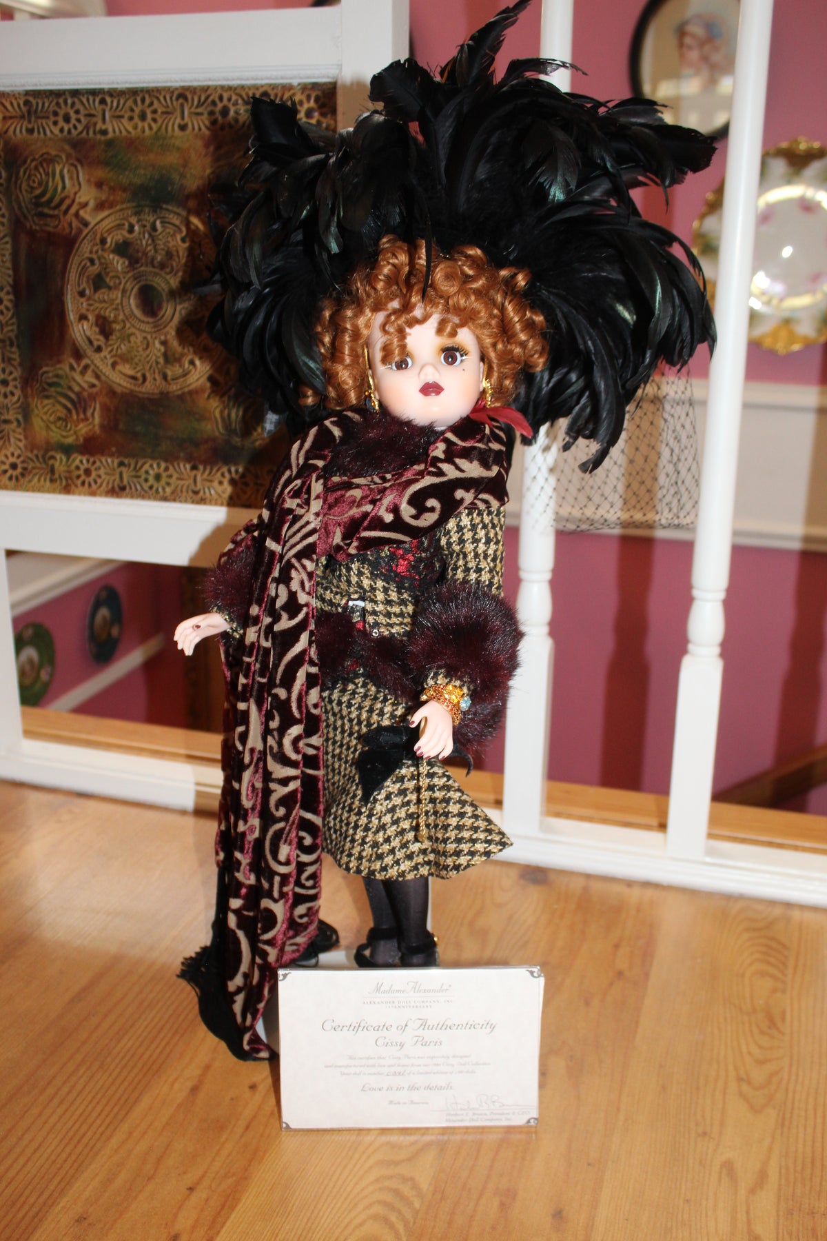 Madame Alexander “Cissy Paris” Fashion Doll – Houndstooth Suit, Feathered Hat & Certificate of Authenticity