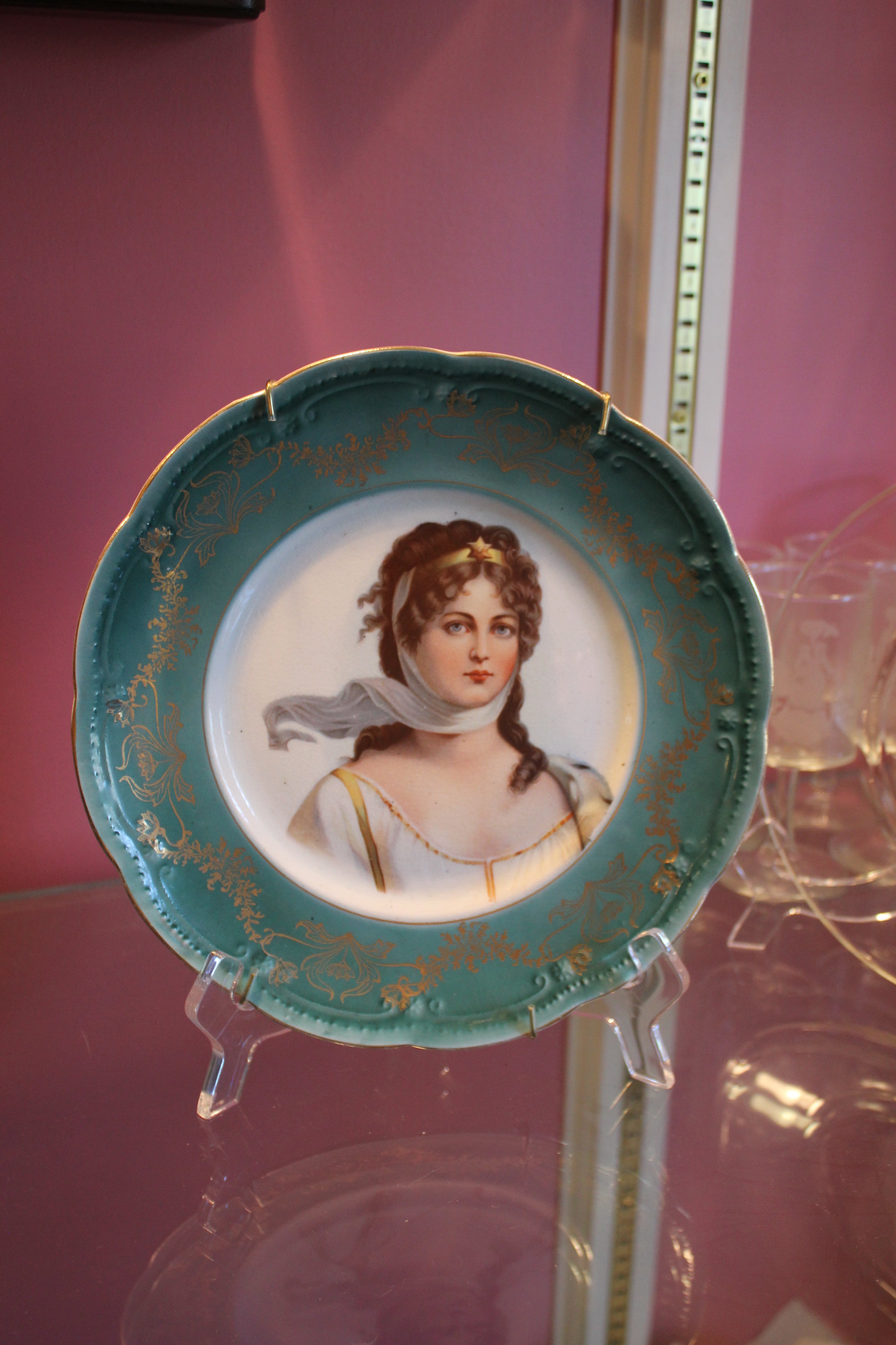 Vintage Victorian Lady Portrait Porcelain Plates – Set of 2 – 9.5”