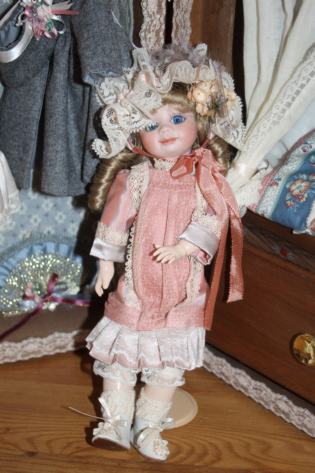 Vintage Doll Wardrobe Trunk Set with Doll, Clothing & Accessories
