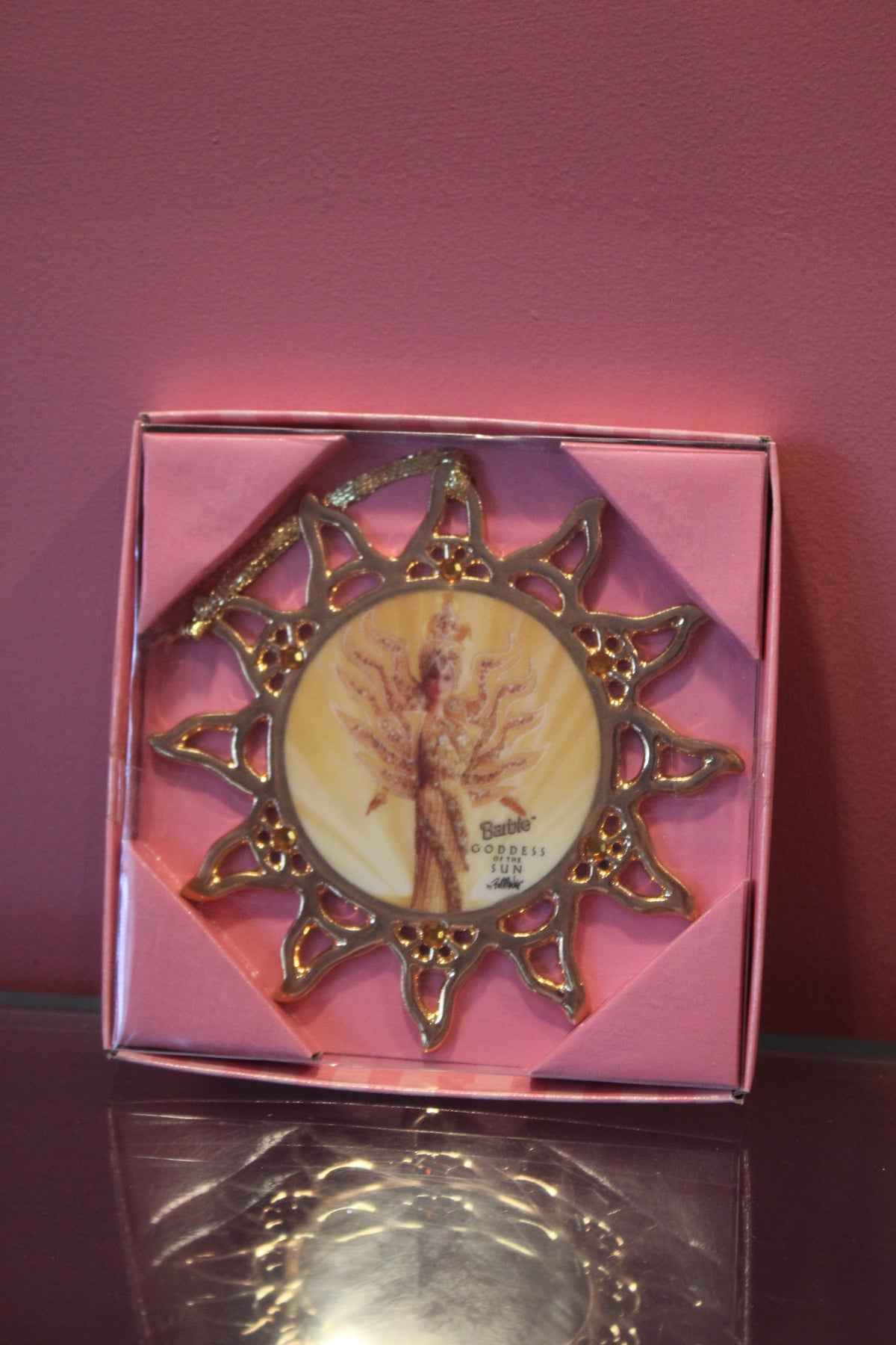 1996 Enesco Barbie “Goddess of the Sun” Bob Mackie Hanging Ornament – Original Box