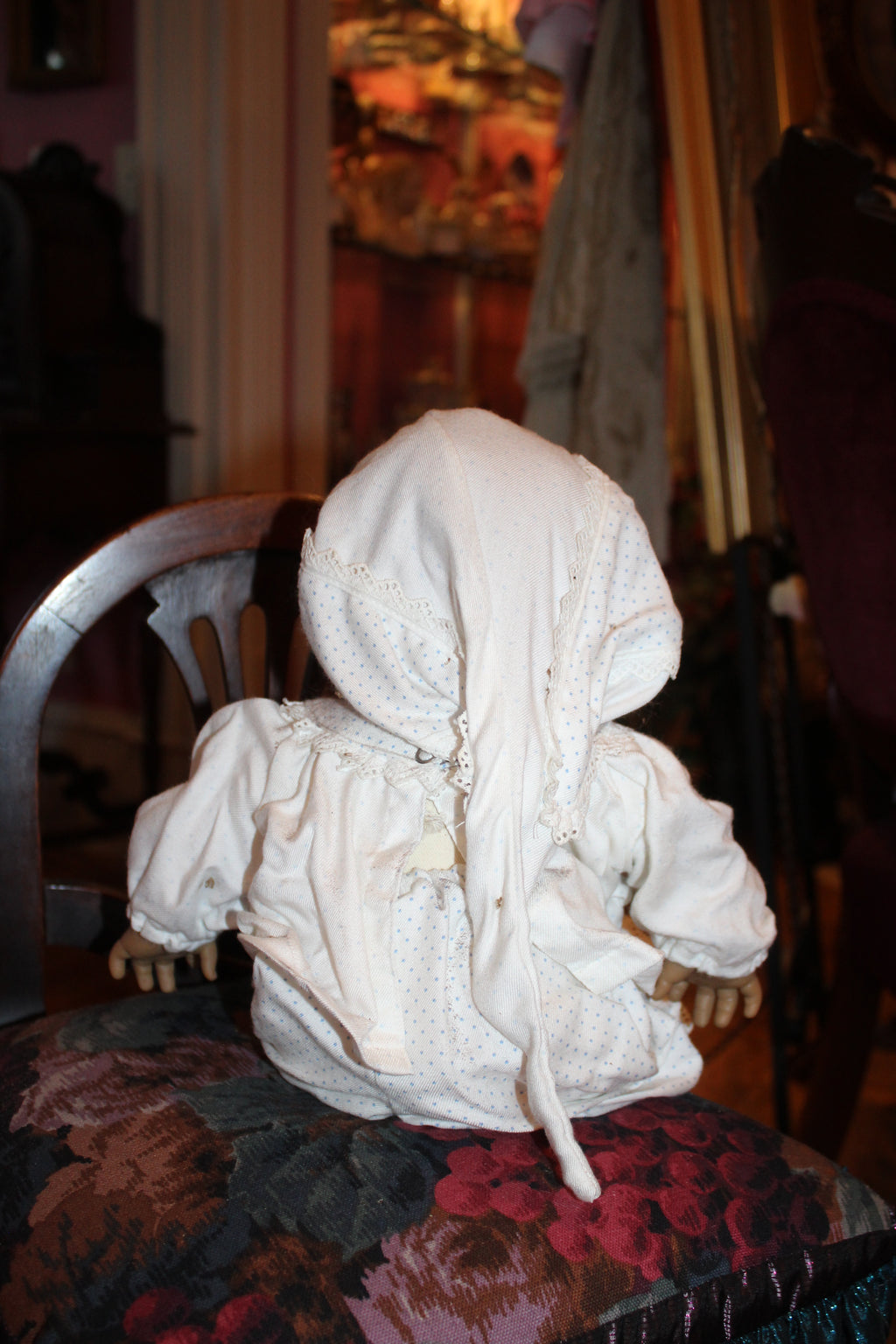 Vintage Jeckle-Jansen “Jockel” Artist Doll – 17” Baby Doll in White Lace Outfit & Bonnet