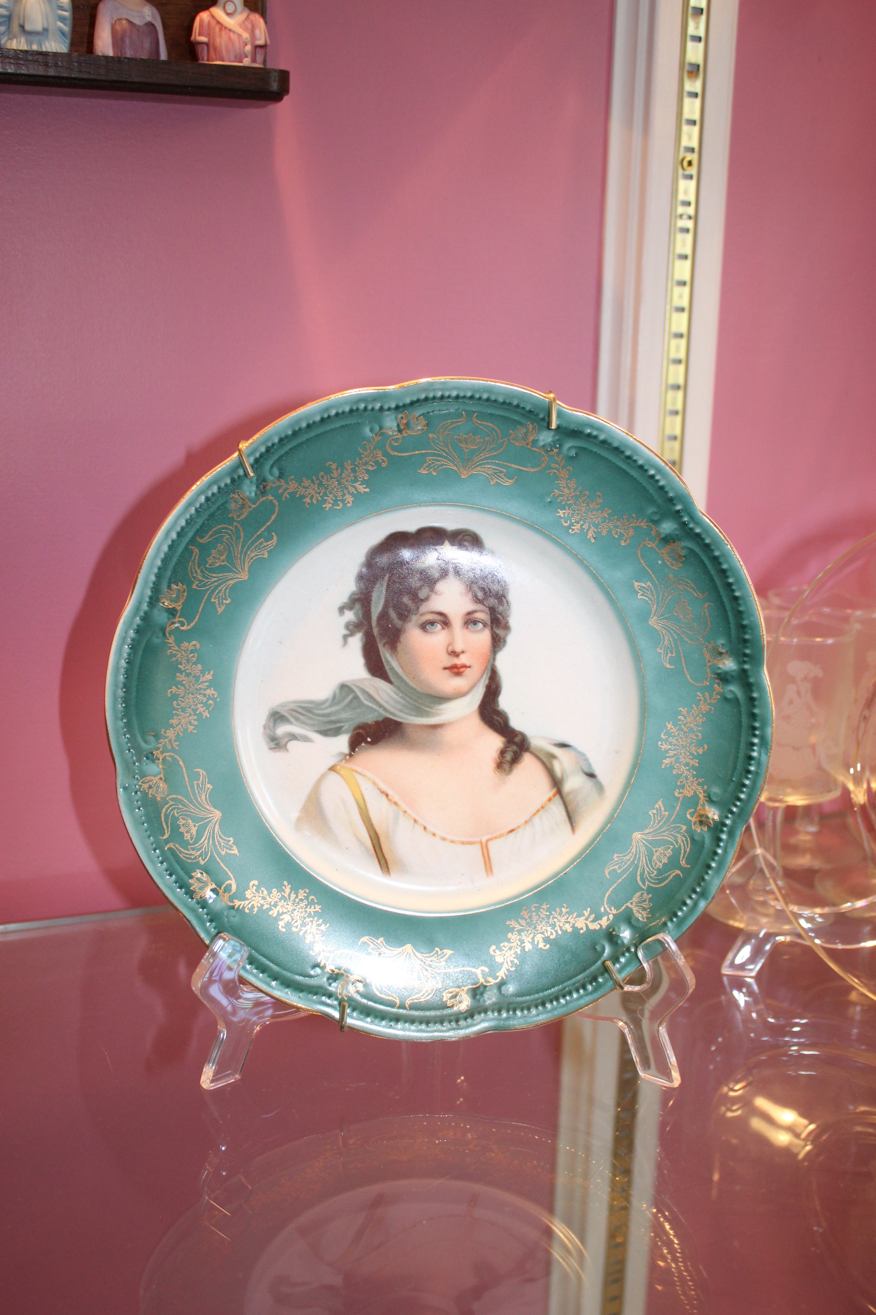 Vintage Victorian Lady Portrait Porcelain Plates – Set of 2 – 9.5”