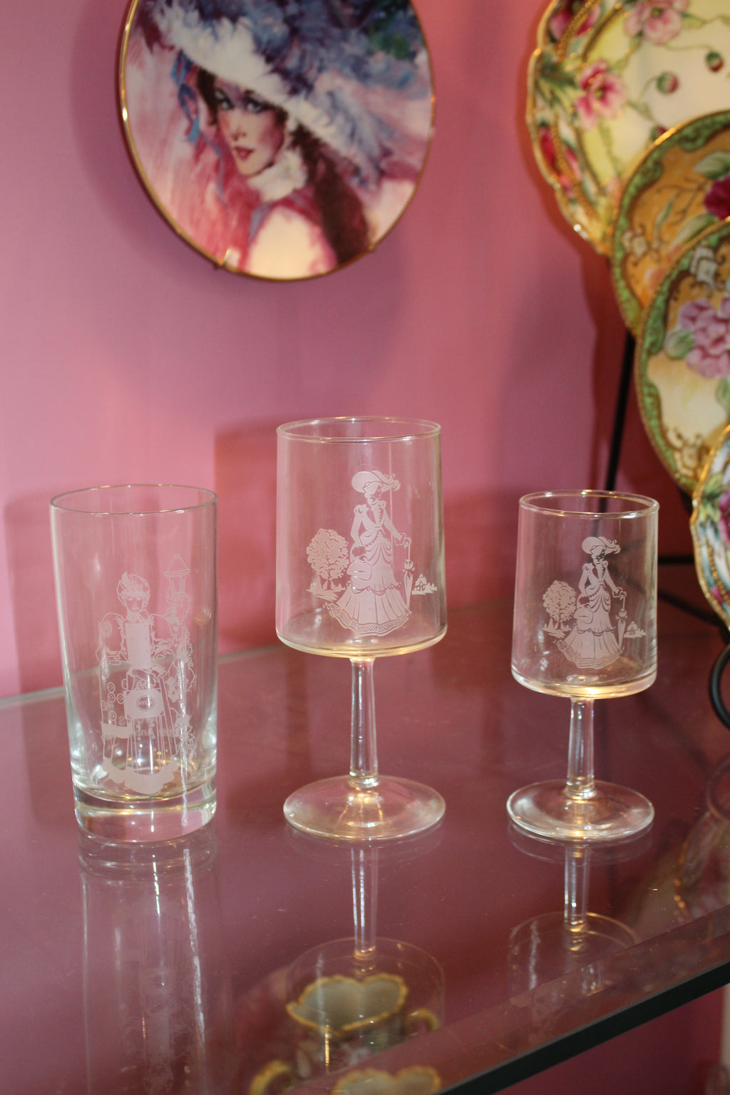 Vintage 1970s Avon Mrs. Albee Etched Crystal Stemware Collection – 27 Piece Set