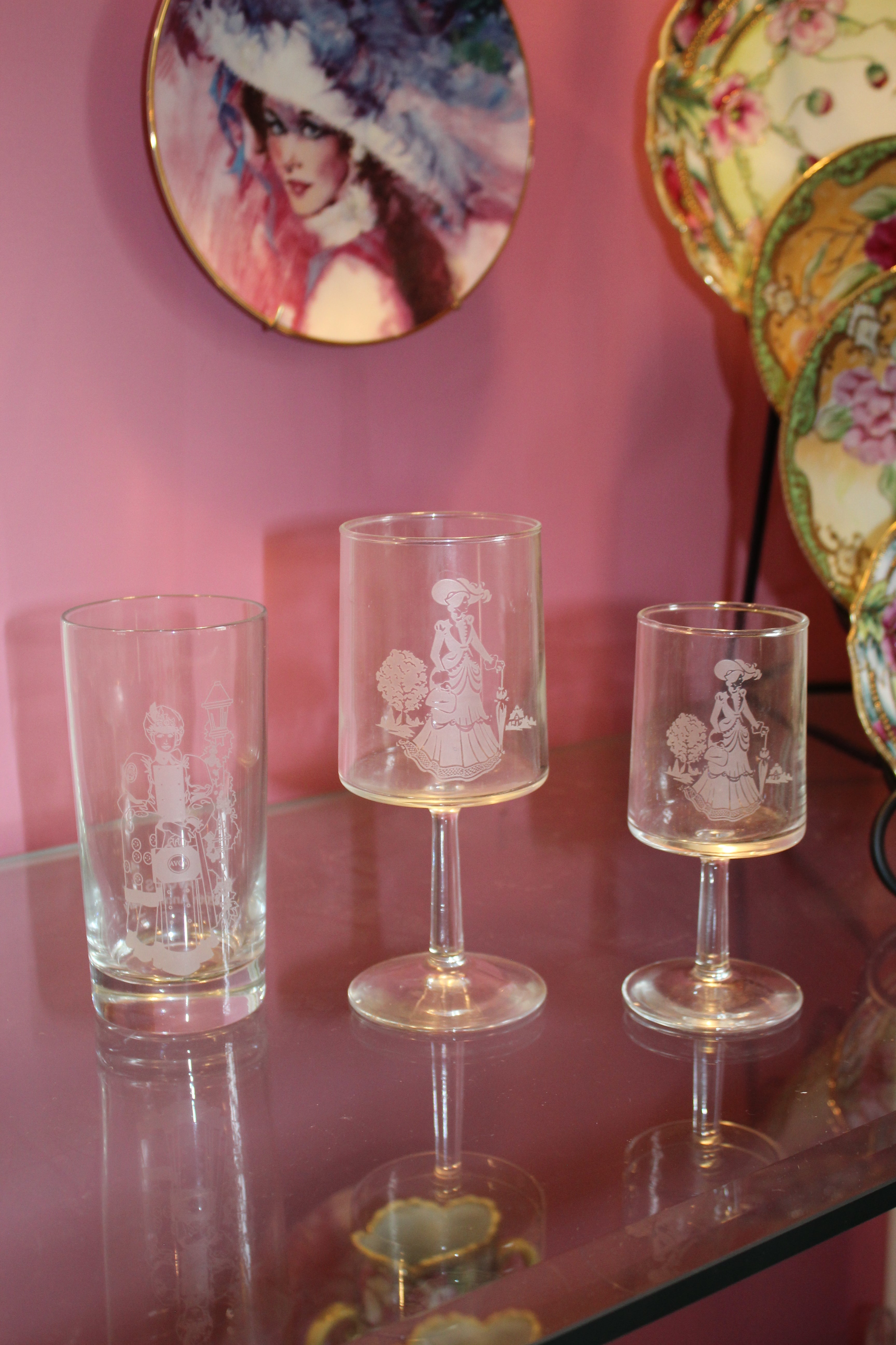Vintage 1970s Avon Mrs. Albee Etched Crystal Stemware Collection – 27 Piece Set