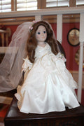 Vintage Porcelain Bride Doll in White Satin Gown – Bridal Collector Doll