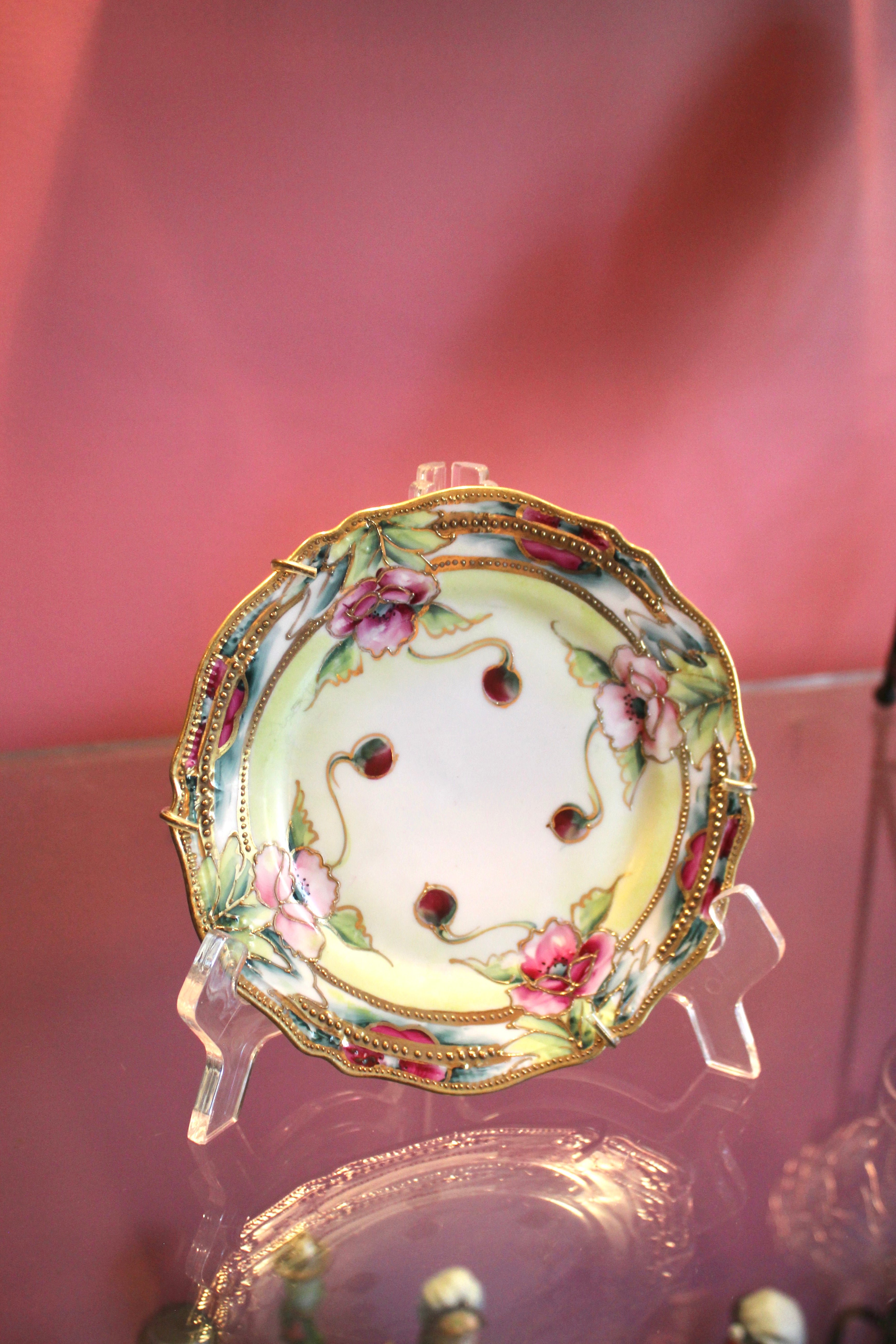 Vintage Hand-Painted Nippon Porcelain Dessert Plates Set of 5 – Floral Gold Trim 6” Plates