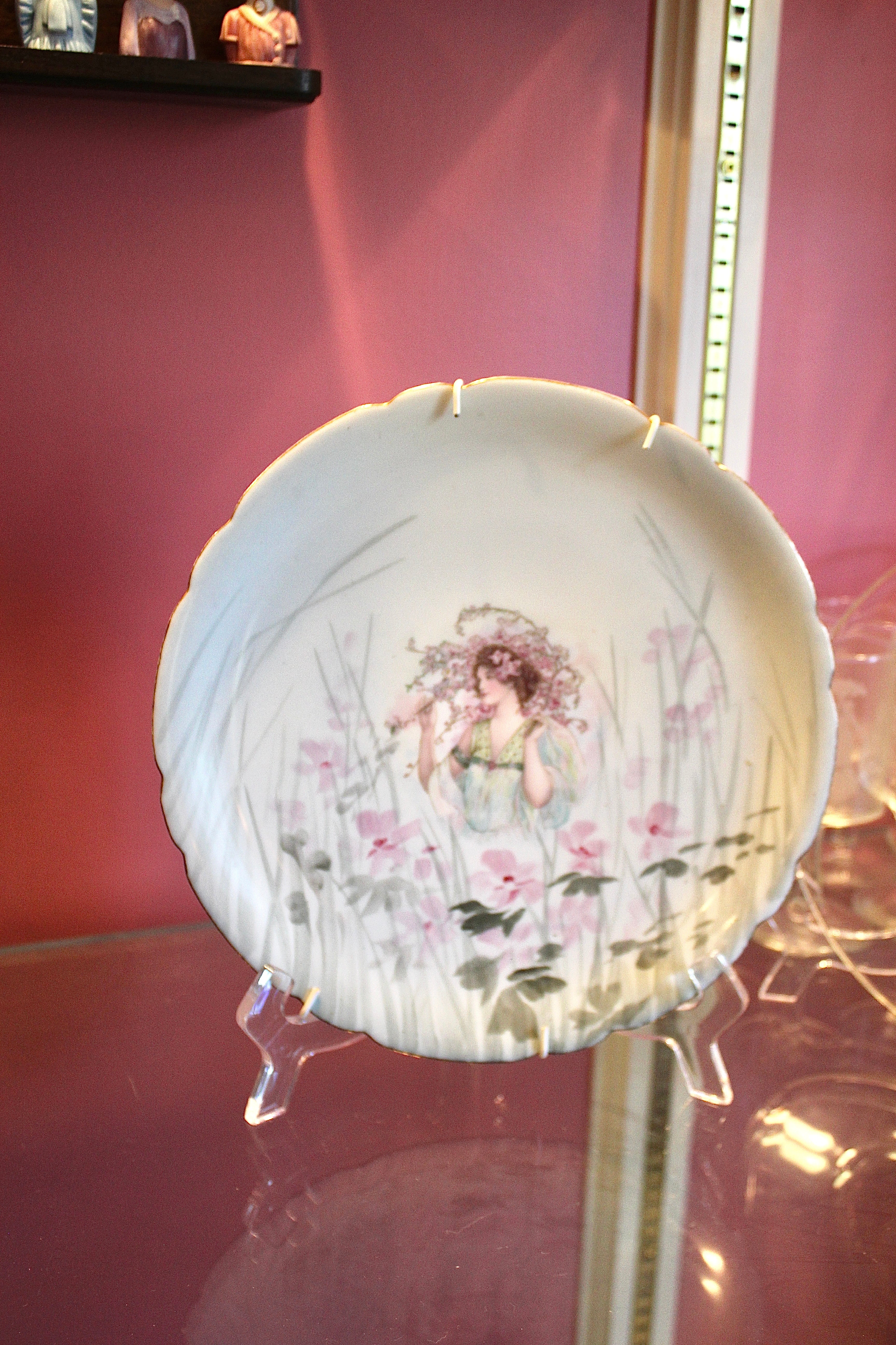 Vintage Porcelain Floral Lady Plates – Set of 2 – 10” Decorative Plates